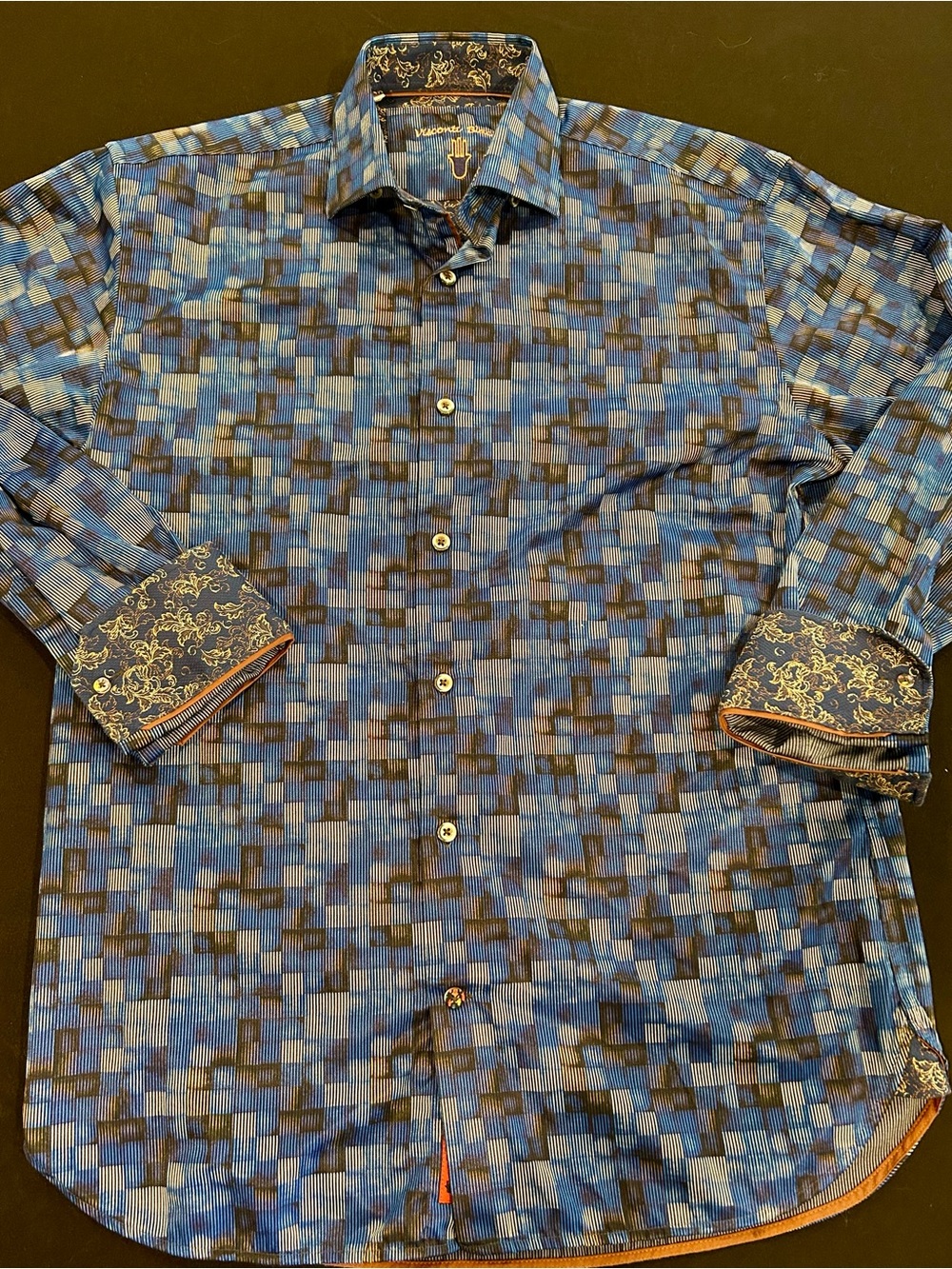 Visconti Black Luxury Men’s Button Down Shirt- Size Small
